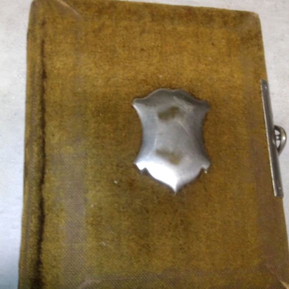 Edwardian era Photo album sweud with silver plated medallion & buckle
